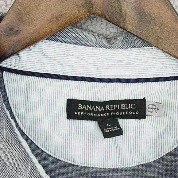 Banana Republic Mens Gray Performance Pique Polo Shirt Size L Cotton Lycra Blend - Picture 4 of 6